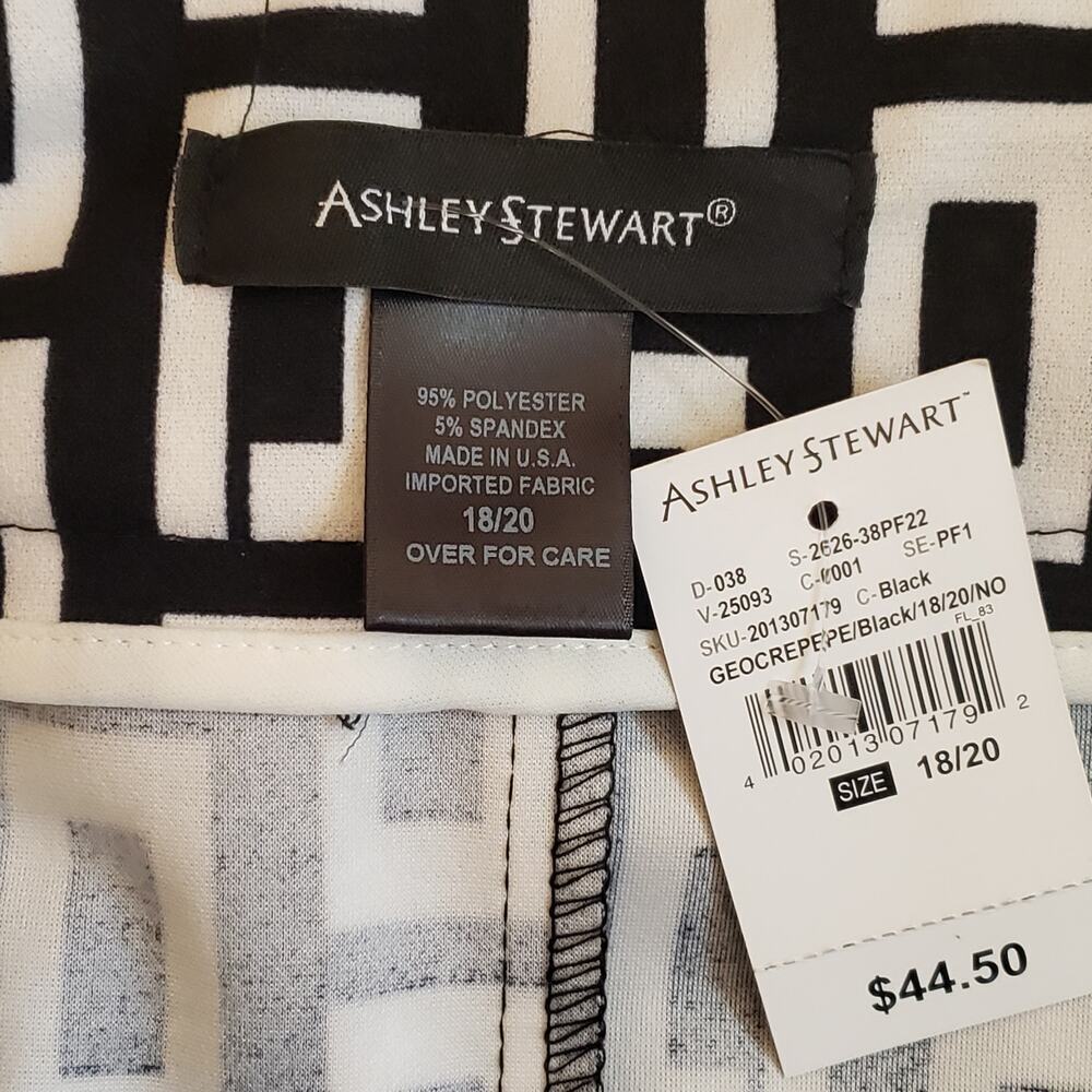 Ashley Stewart High Waist Geometric Black & White Pencil Office Skirt Size 18/20 - Picture 6 of 7
